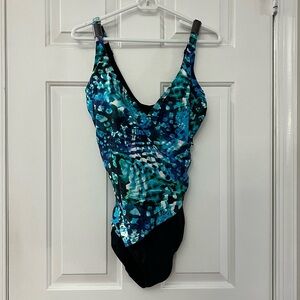 Christina Blue and Black One-Piece Swimsuit